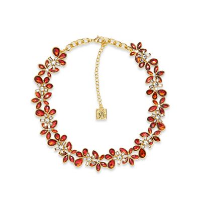 Red and gold flower collar necklace
